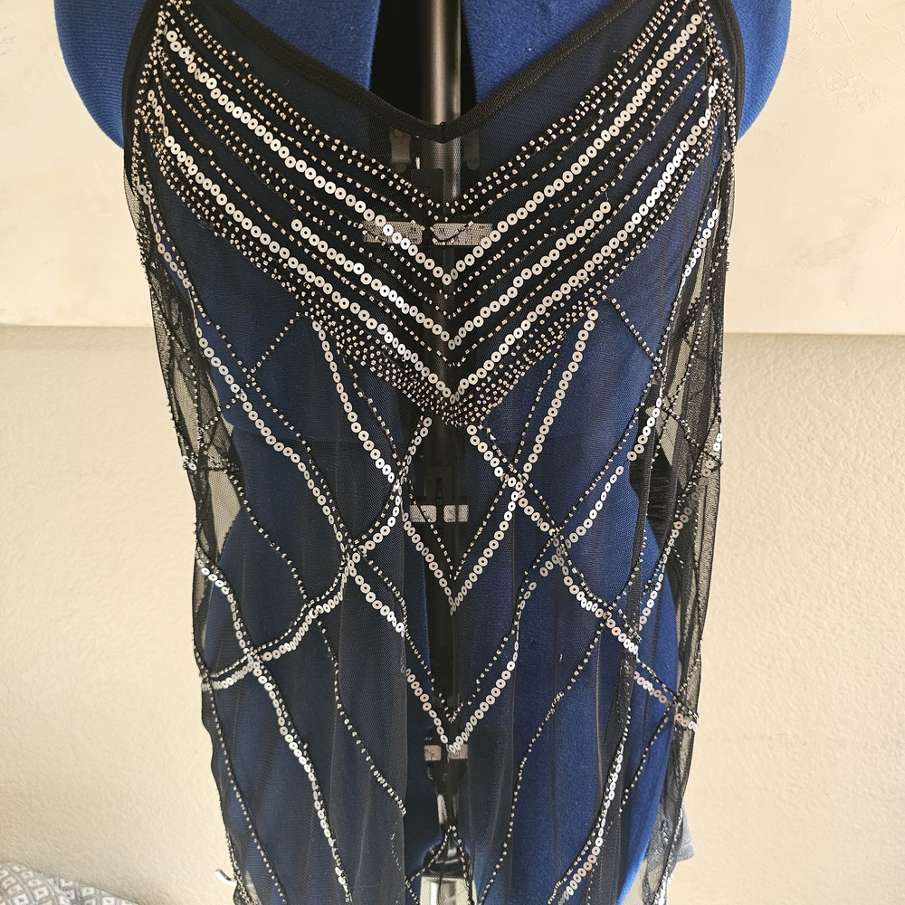 Black and Silver Sequined Women's Tank Top